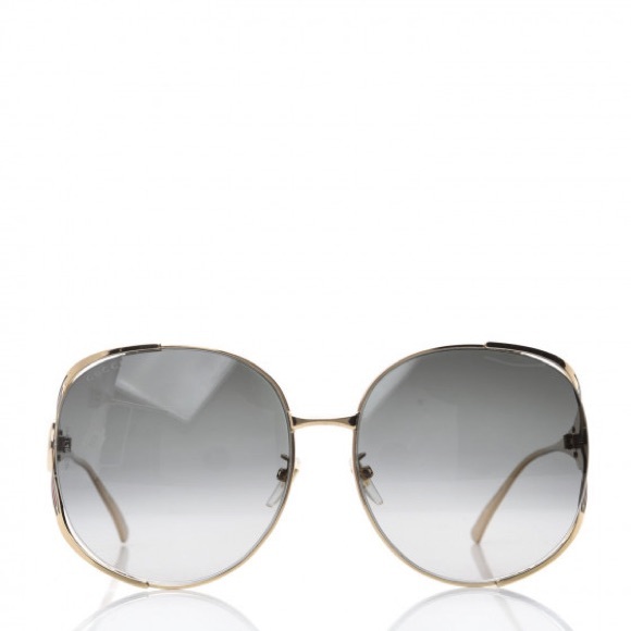 New - GUCCI OVAL SUNGLASSES GG0225S 001 GOLD 63MM 0225 - Picture 2 of 12